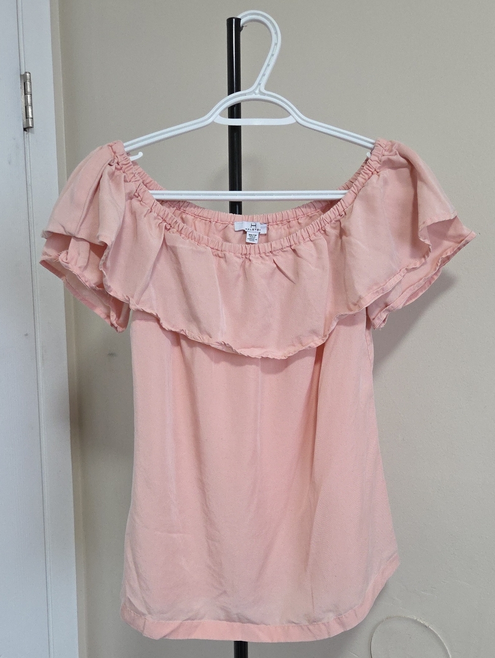 Halston Heritage Blush Pink Off-Shoulder Ruffle Camisole